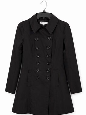 New York & Company Black Double Breasted Trench Coat Women’s Medium Tailored